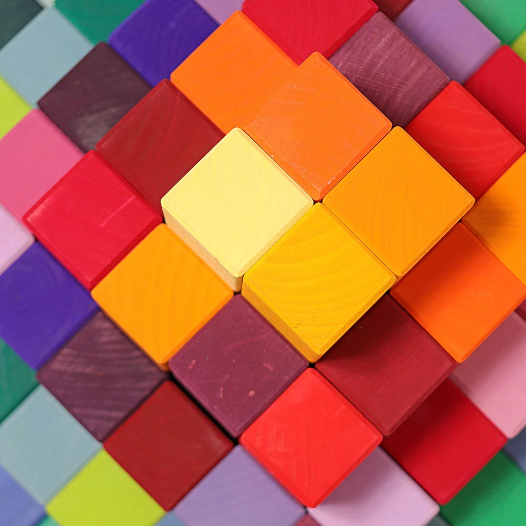 GRIMM'S Large Stepped Pyramid Building Set - 100 Colorful Blocks for Creative Play & Education