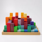 GRIMM'S Large Stepped Pyramid Building Set - 100 Colorful Blocks for Creative Play & Education