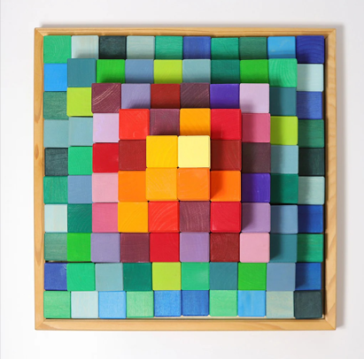 GRIMM'S Large Stepped Pyramid Building Set - 100 Colorful Blocks for Creative Play & Education