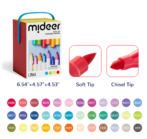 Mideer Dual-Tip Washable Marker 36 Colors